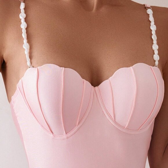 Baby Pink Cute Women's One-Piece One-Piece Swim Suit - Picture 5 of 8